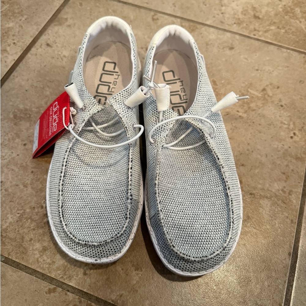 Hey Dude Light Gray Knit Loafers